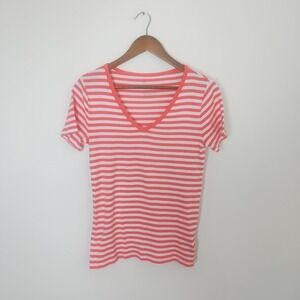 Gap The Modern Tee Womens Large Striped V-Neck Pima Cotton Modal